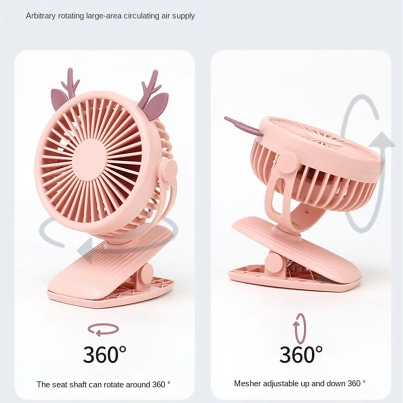 

Cartoons Mini Fans With Clip Cooling Rechargeable Desktop Table Fan Portable Clamp Fan 360 Degree Rotating Usb Air Cooler Fan