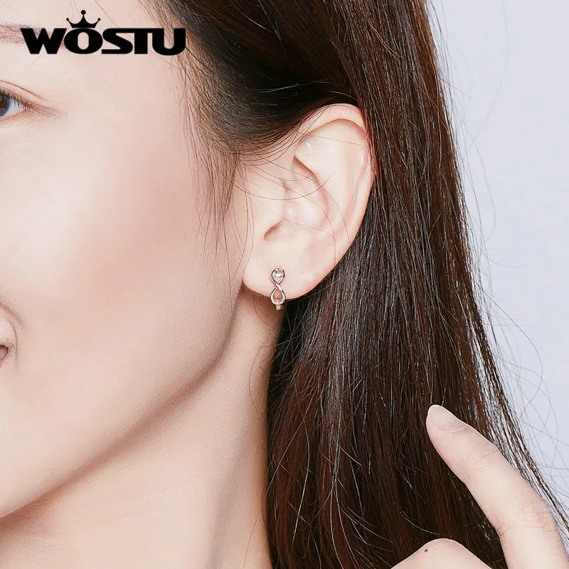 Женские серьги-гвоздики WOSTU серебряные серьги из 100% настоящего 925 пробы подарок