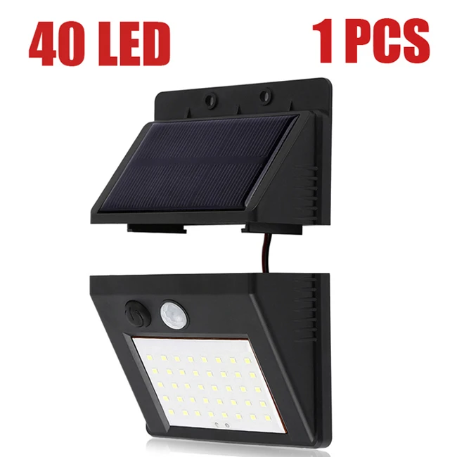 40led-1pcs 64 светодиода Открытый Сплит солнечный светильник Лампа PIR датчик движения 3 режима Водонепроницаемый отдельный сад уличный ночник Настенный светильник - Испускаемый цвет: 40led-1pcs