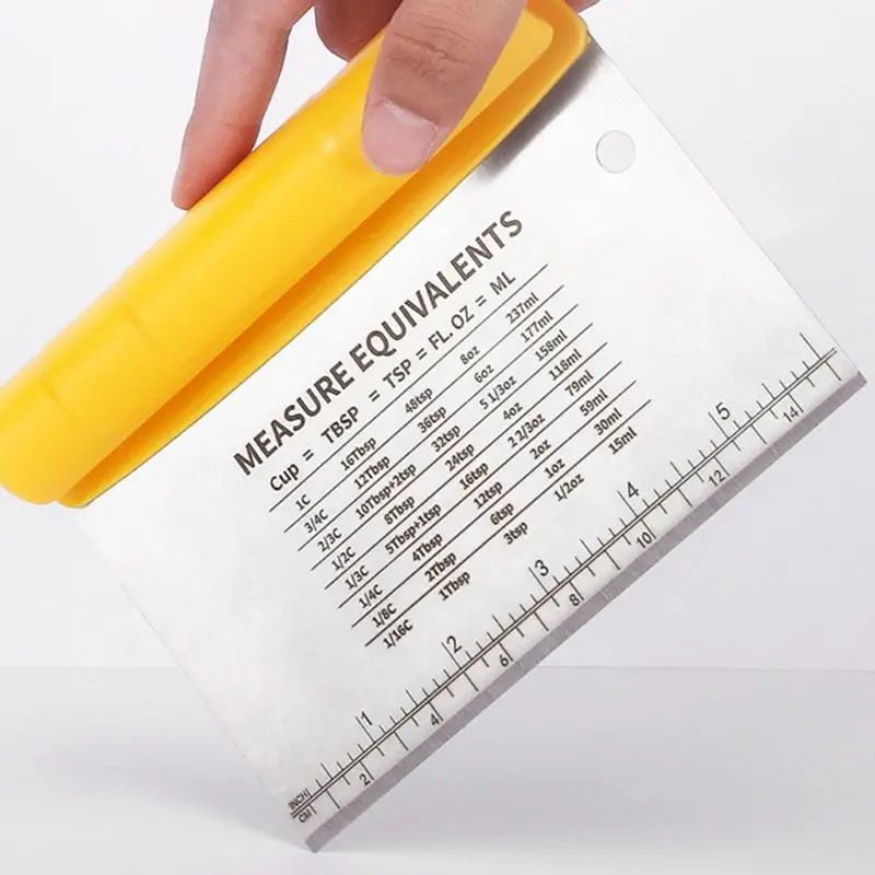 

2in1 Stainless Steel Dough Cutter Pizza Dough Scraper Smooth Spatula with Scale W0YD