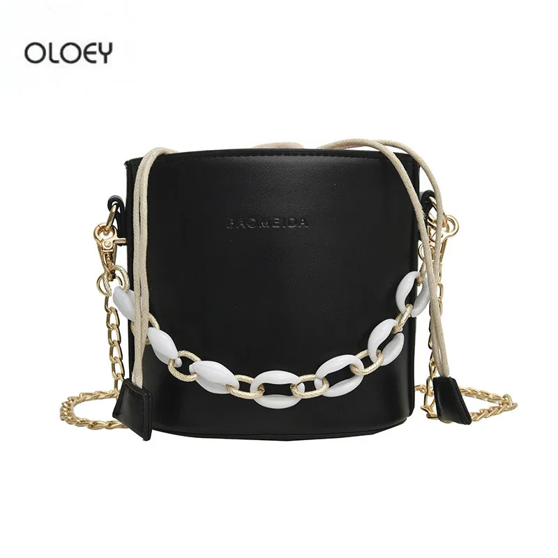 OLOEY Женская Новая мода шарф сумка-мешок на шнурке толстом сумка цепочке через