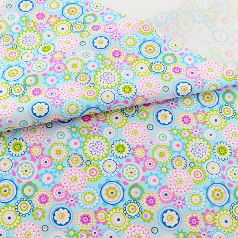 Blue Flower Cotton Fabric Quilting Patchwork Scrapbooking Home Textile Decoration Bedding Clothing Doll Sewing Cloth Teramila