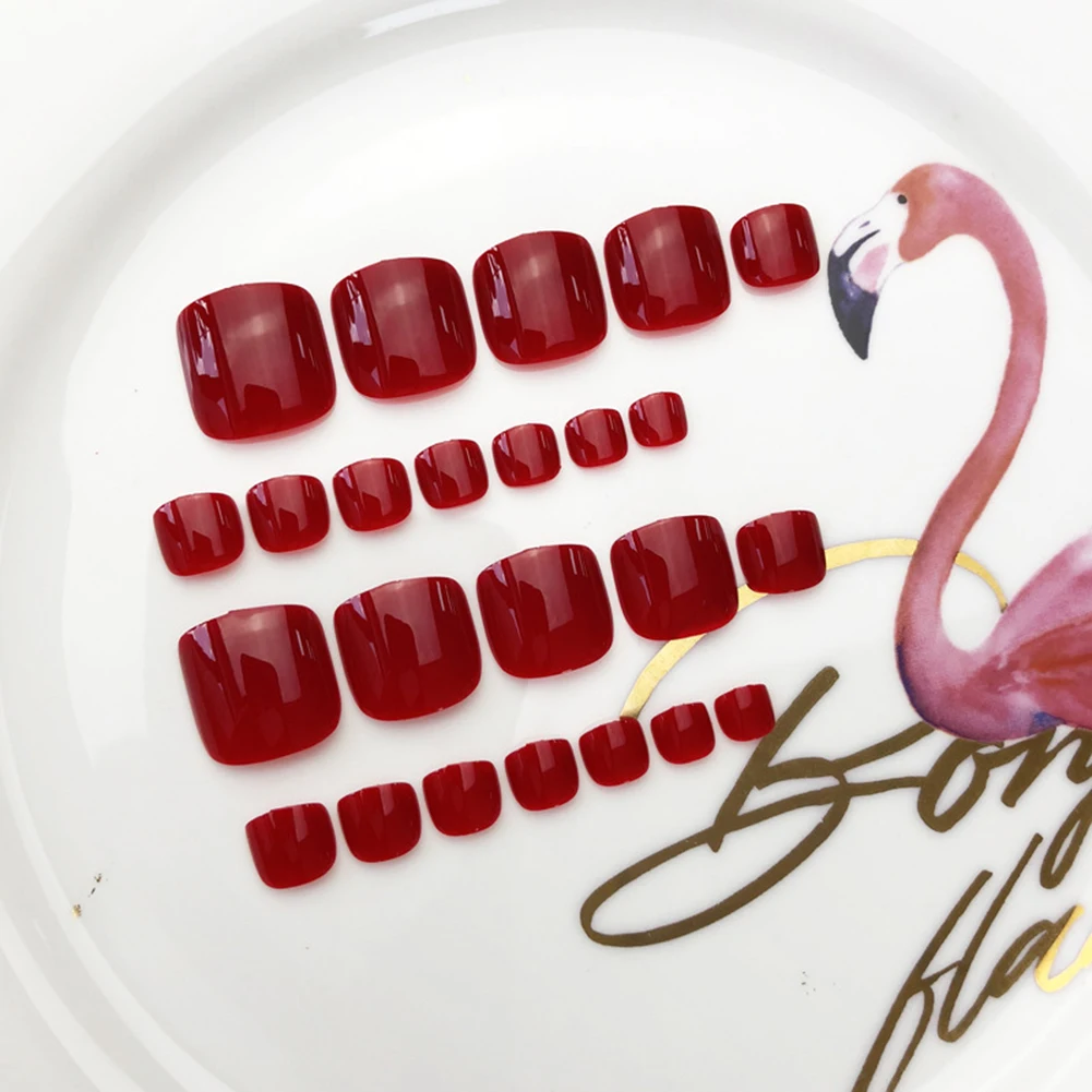 24Pcs Multi-pattern Shiny Women Full Cover False Toes Fake Nails Manicure Tools | Красота и здоровье