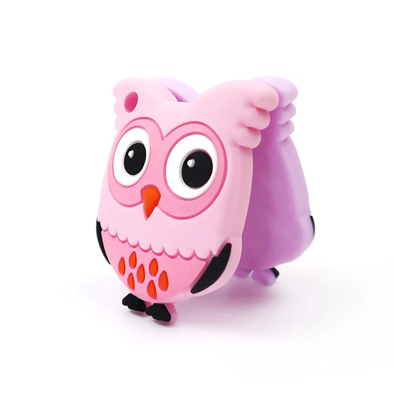 

2021 1pc Baby Silicone Teethers Cute Animal Owl Toddle Teether Chew Charms Baby Kids Teething Toys Chewing Necklace Nursing Tool