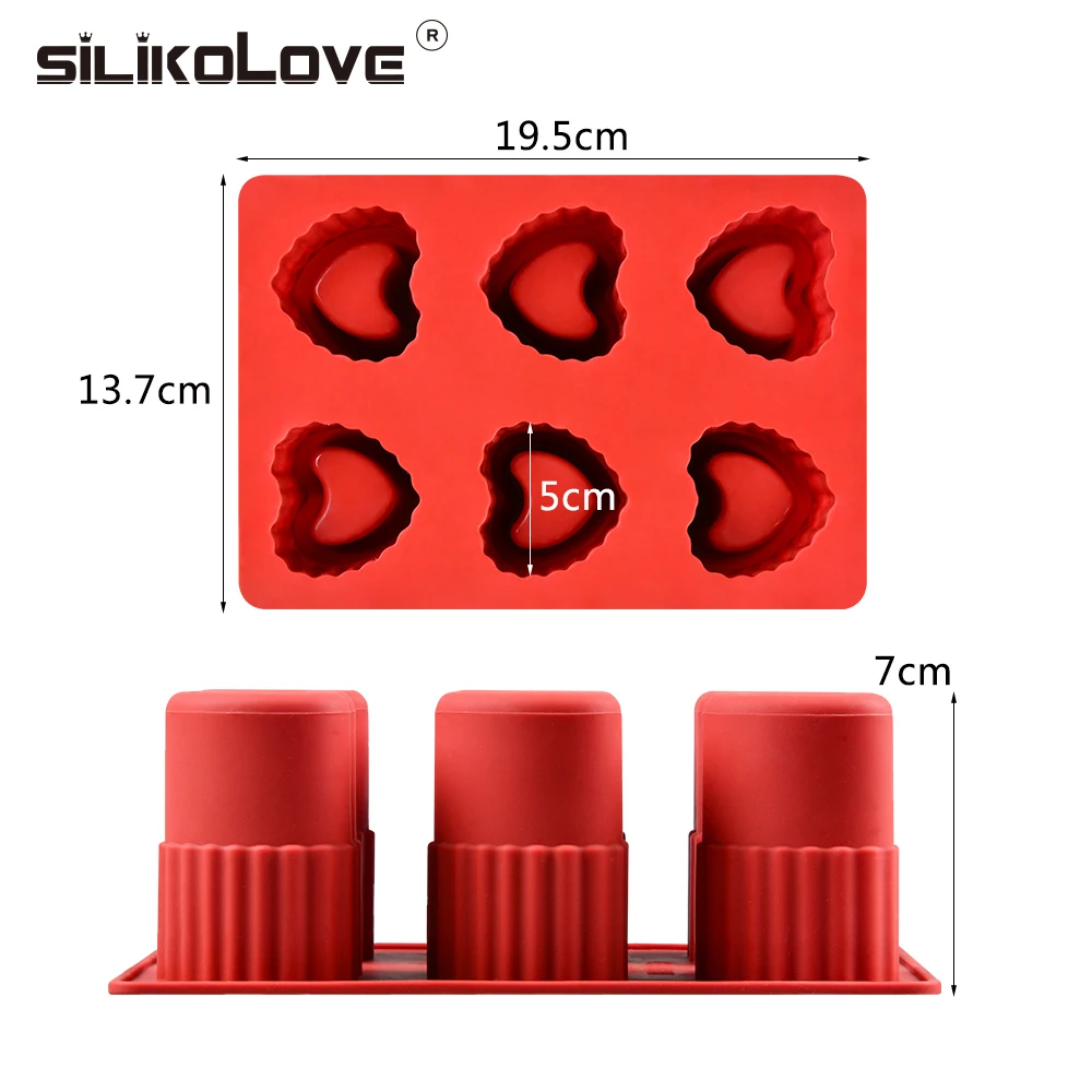 SILIKOLOVE 6 полости в форме сердца DIY силиконовые кубики льда лоток плесень делает рюмки инструмент для летних напитков CE/EU BPA бесплатно