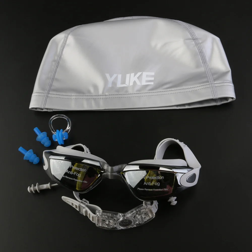 

Yuke 770 Unisex Adult Waterproof Anti-fog UV Protective Electroplating Swimming Goggles Swim Glasses (Silver Grey)