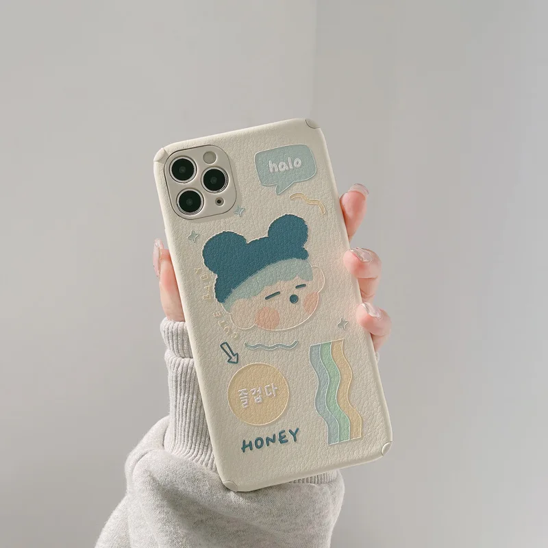 

Милый мультяшный корейский чехол Ins для телефона пары мальчиков для iPhone 12 11 Pro Max XR X Xs Max 7 8 Puls SE 2020, Чехлы, мягкий кожаный чехол