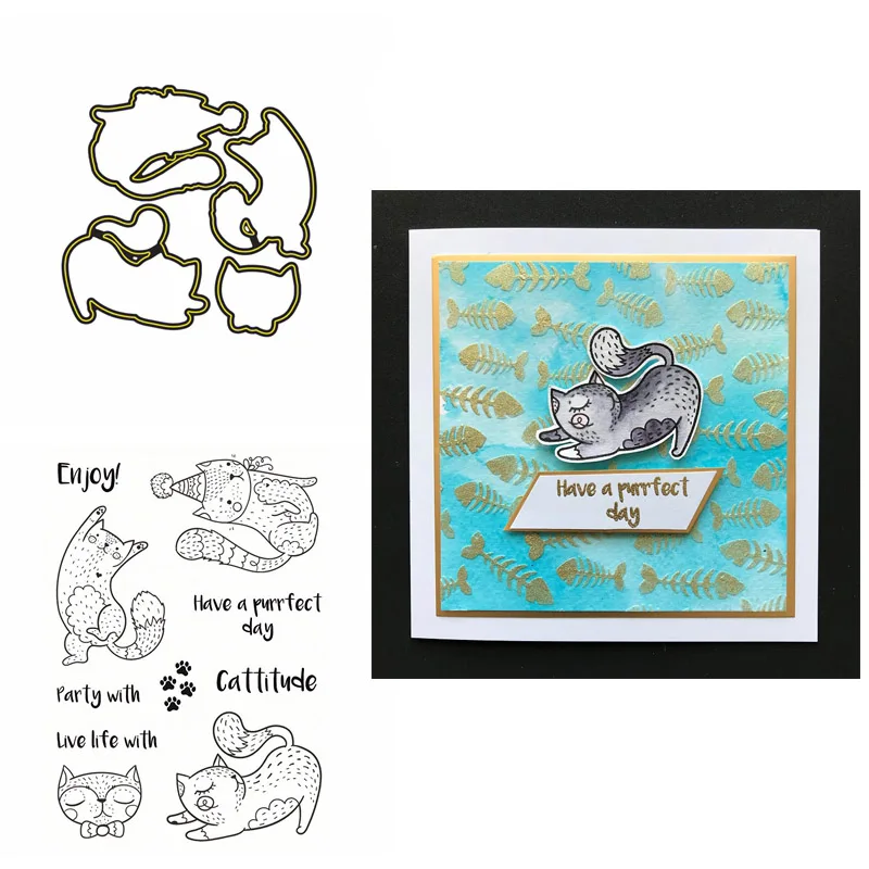 2 шт./лот набор прозрачных штампов и координационных Кот штамп сделай сам для