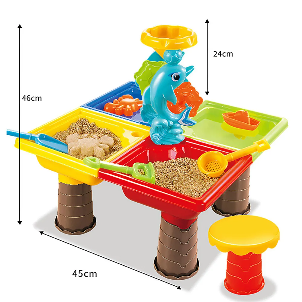 

Summer Children'S Boy Outdoor Large Beach Sand Table Set Kids Indoor Sand Play Toys Equipment Play Sand Games Table And Chairs