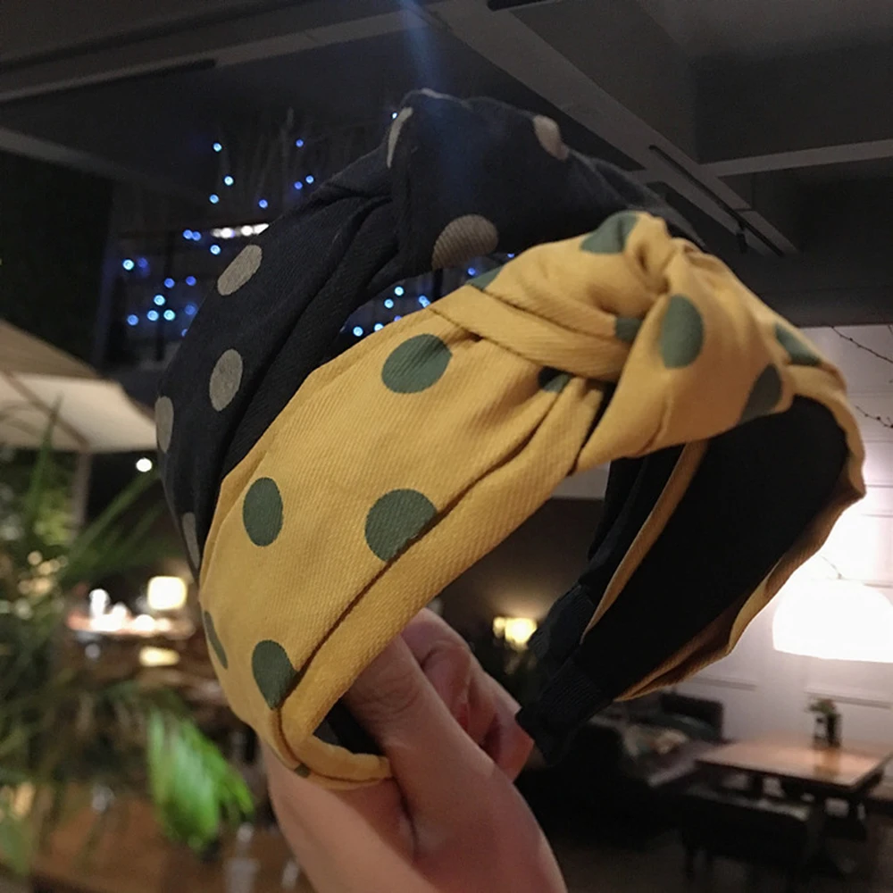 Модный бутик аксессуары для волос женская лента на голову в горошек широкая