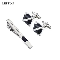 lepton low key luxury star stone cuff links for mens shirt cuffs cufflink high quality blue sandstone tie clips cufflinks set