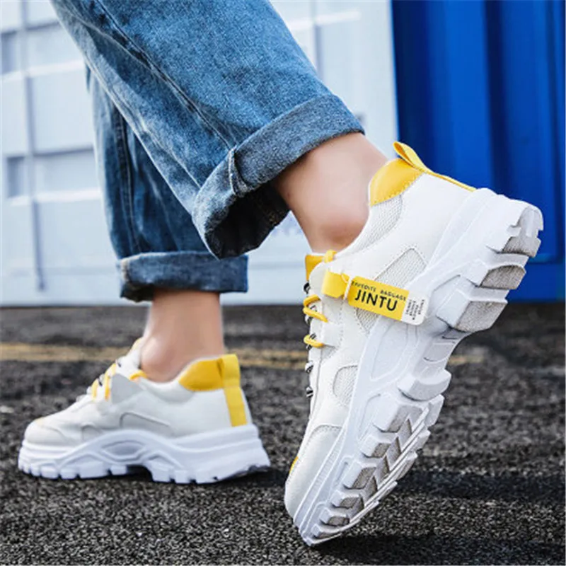 Мужские дышащие кроссовки на шнуровке Белые Повседневные для улицы европейские