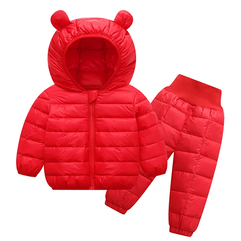 For 1-5 Years Toddler Girls Boys Costume 2 Pcs Coat+Pants Suit Solid Color Warm Winter Boy Infant Girls Baby Clothes