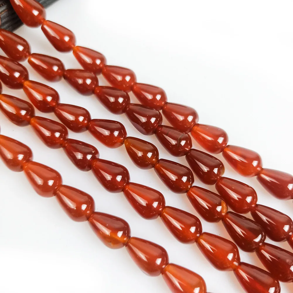

Natural Red Stone Loose Bead Water Drop Shape Handmade DIY Jewelry Making Necklace Bracelet Clavicle Chain Accessories 8x12mm