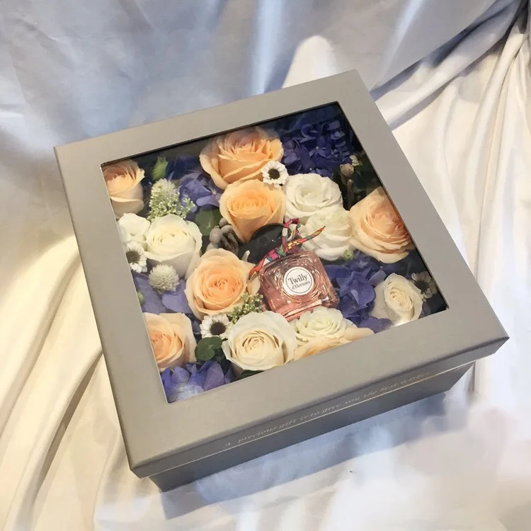 

1PC Square Transparent Window Flower Gift Box Rose Flower Box Valentine's Day Flower Box Wedding Birthday Party Decoration