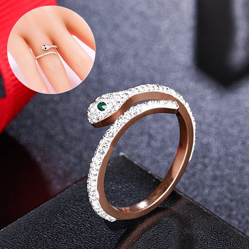 Модные ювелирные изделия розовое золото титановая сталь Женское кольцо открытый