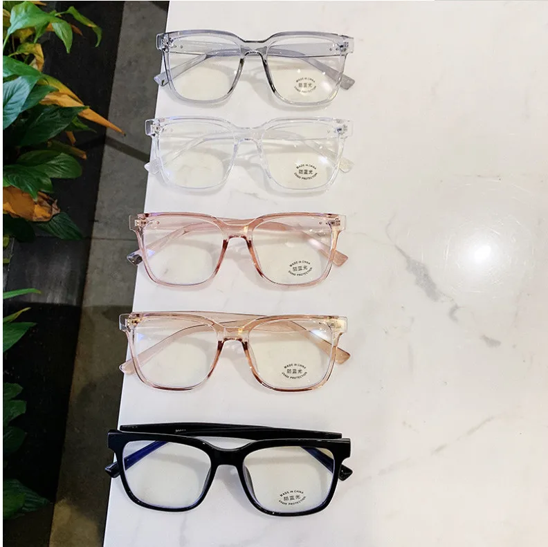 

New Ladies Anti-blue Light Glasses Transparent All-match Solid Color Glasses Men's Transparent Square Plain Glasses