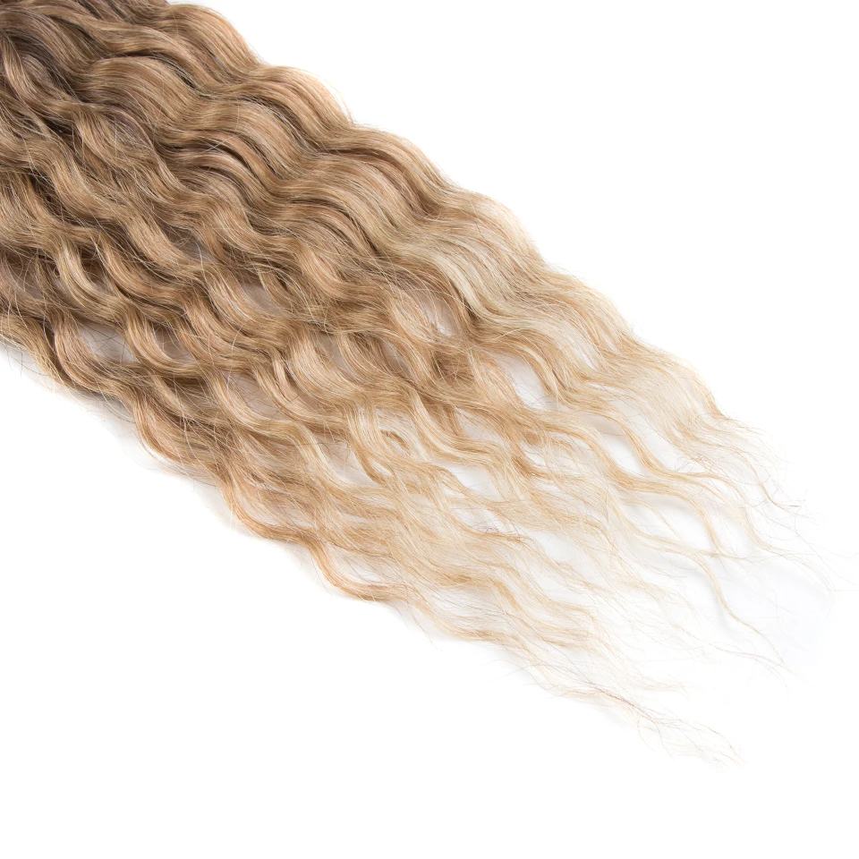 FASHION IDOL 32 Inch Soft Long Water Wave Crochet Hair Synthetic Goddess Braiding Hair Natural Wavy Ombre Blonde Hair Extensions images - 6
