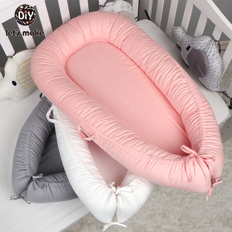 Однотонная портативная кровать для путешествий 90*50 см детское гнездо с подушкой