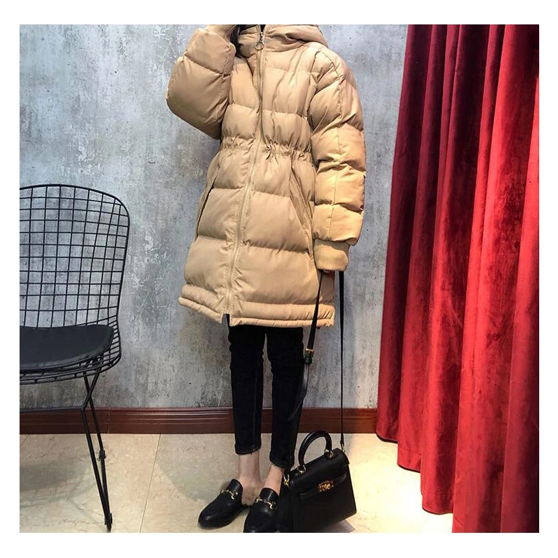 2019 Новая женская модная брендовая парка зимняя куртка простой дизайн манжеты