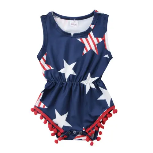 

Newborn Baby Girls Clothing Fourth of July Kids Baby Girls Star Romper Jumpsuit Playsuit Bodysuit Outfits