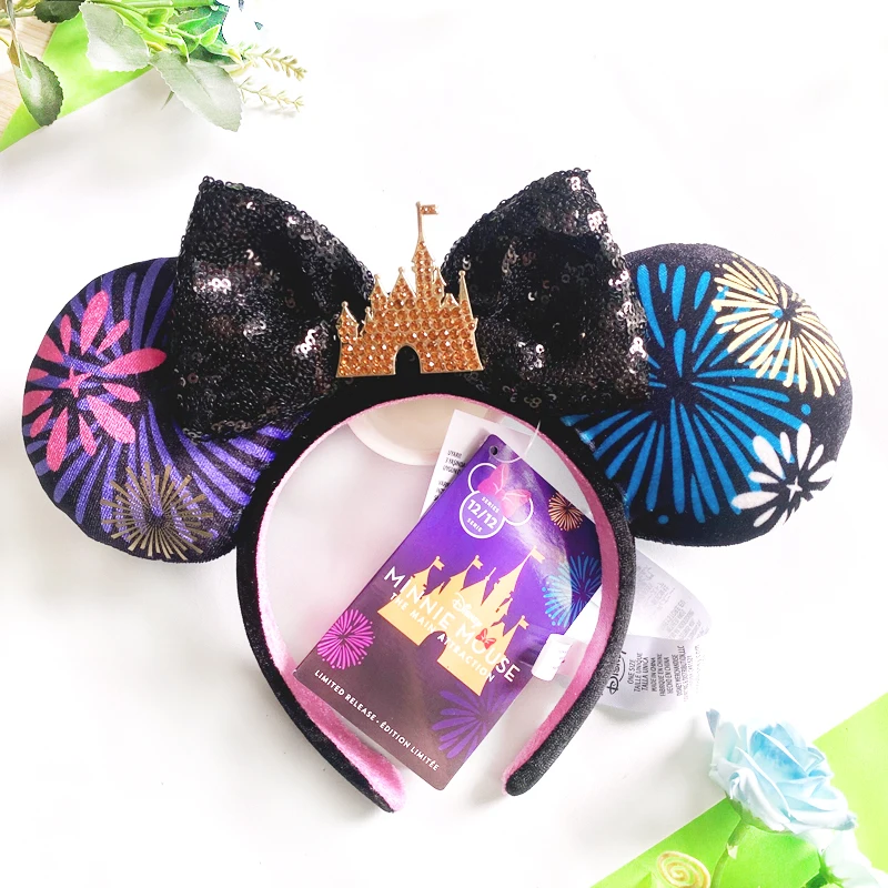 Повязка на голову с бантом и замком Disney Микки из плюша большими ушками для