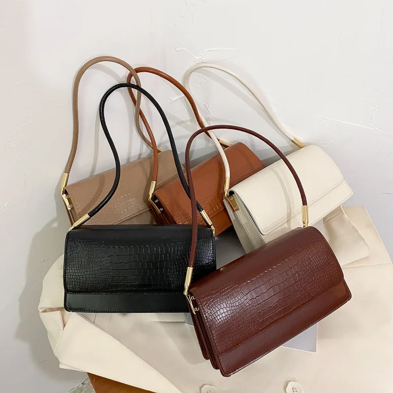 

Stone Pattern PU Leather Crossbody Bags For Women 2021 Elegant baguette Bag Shoulder Handbags and Purses Female Travel Hand Bag