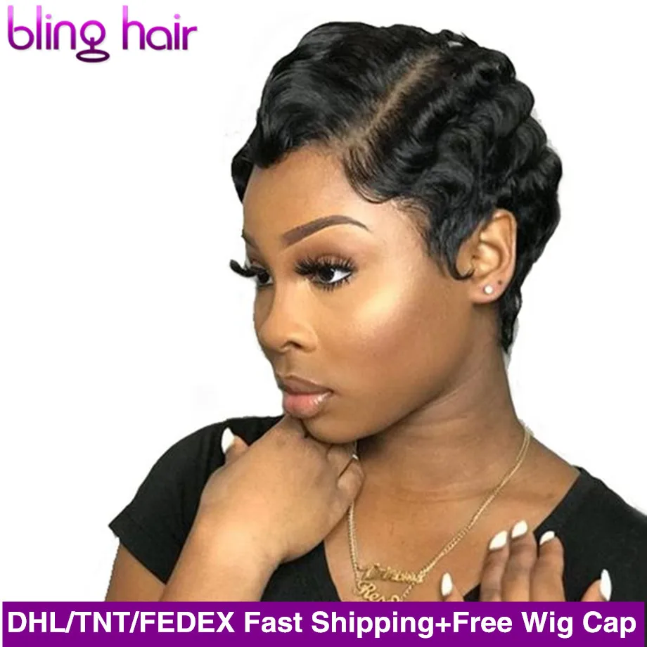 Шикарные короткие парики для океанской волны бразильские женщин натуральный