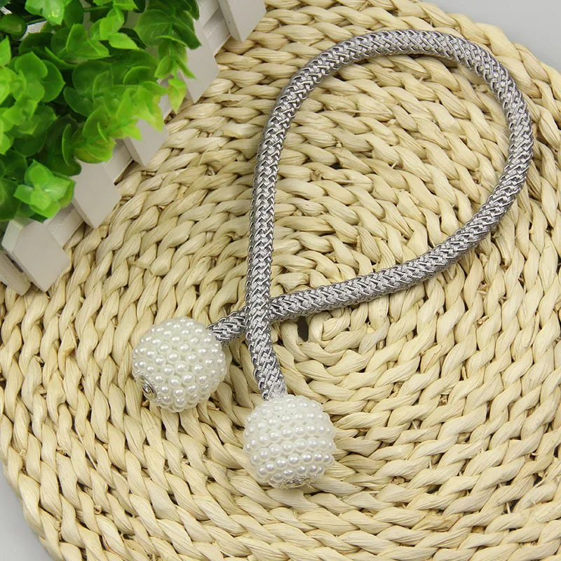 Новые серебряные магнитные жемчужные застежки для штор с шариками зажимы