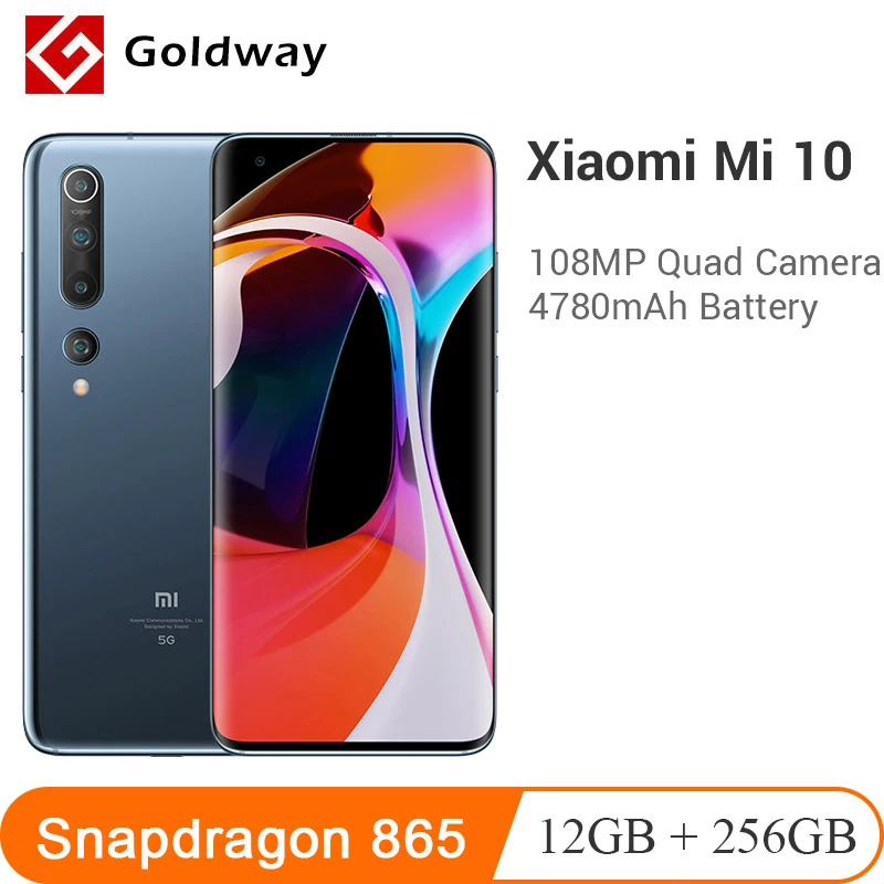 Xiaomi Mi 10 12 Гб 256 ГБ ROM Mi10 5G Восьмиядерный процессор Snapdragon 865 108MP Quad Camera 6 67 &quotUFS 3 0 30W