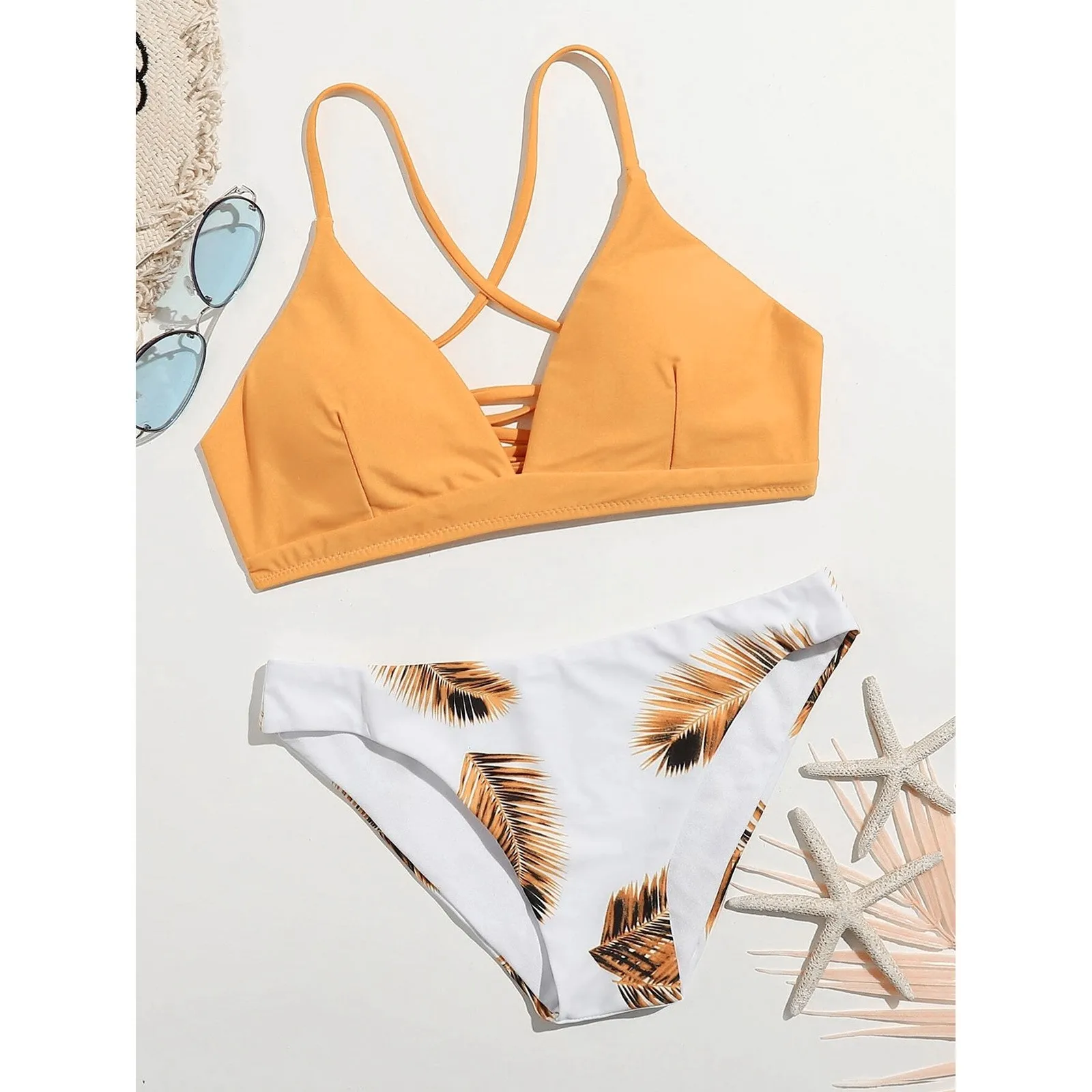 

Women Swimwear Ladies Summer Fashion Floral Random Print Bikini Set Push-Up Swimsuit Beachwear Padded Female Bathing Suit D16#