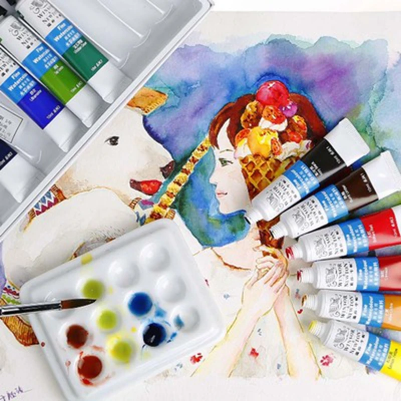 WINSOR &amp NEWTON 12/18/24/36 Цвета 10 мл акварель Краски пигментные трубы для художника