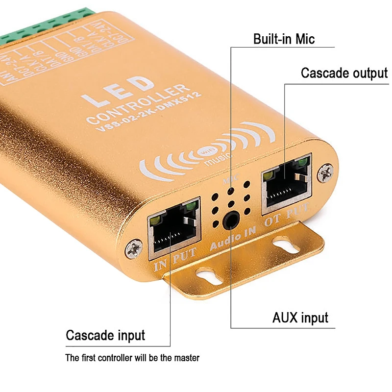 

New Wifi Connection Spi Controller,2048 Pixel Led Digital Addressable Controller,Dream Color Strip Light Controller with Micphon