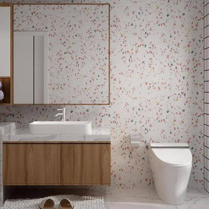 

ПВХ обои для туалета, ванной, самоклеящиеся водонепроницаемые обои для кухни, туалета, терраццо, самоклеящиеся обои, липкие обои для очистки...