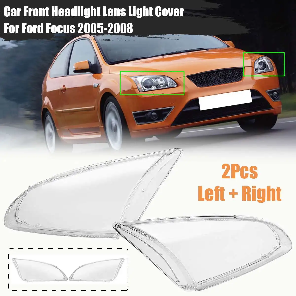 Pair Car Left Right Front Headlight Lens Light Cover Lampshade Shell Accessories Fit For Ford Focus 2005 2006 2007 2008