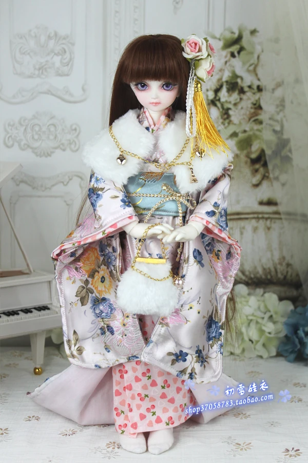 1/4 1/3 BJD Accessories doll clothing Japanese Kimono yukata+handbag+scarf set for BJD/SD,not include doll,shoes,wig and other