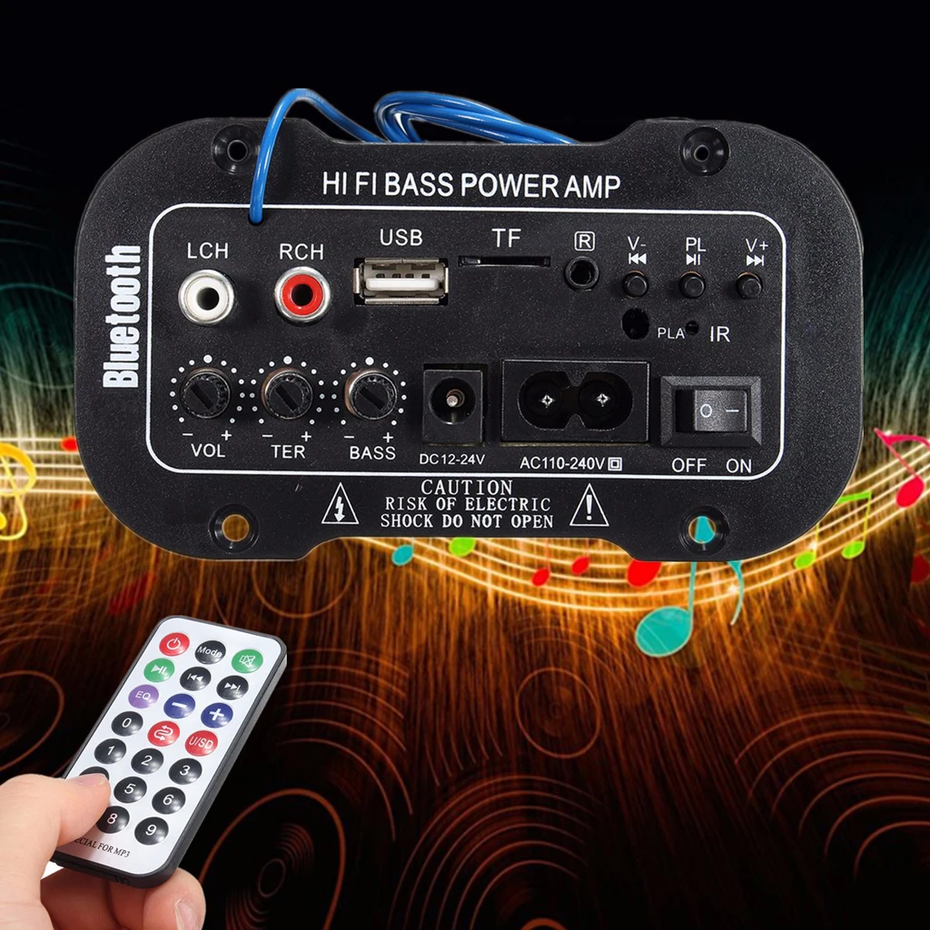 

2x5 Inch 220V Bluetooth Amplifier Bass Power AMP Handsfree USB TF AUX