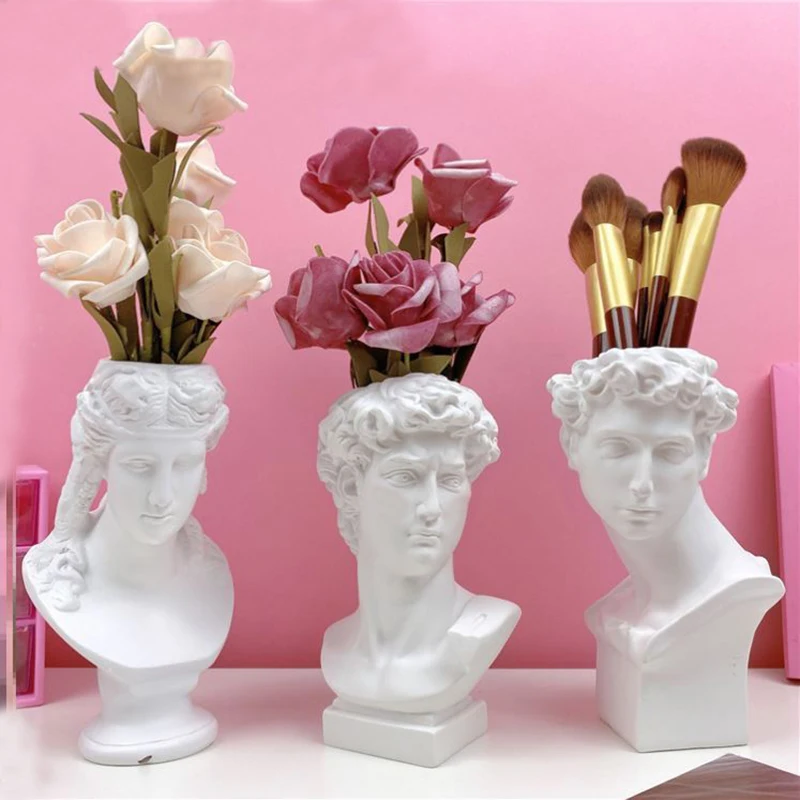 

Resin Flower Pot Vase Home Decoration Pen Holder Makeup Brush Storage Box European Decoration Sculpture Model Sketch