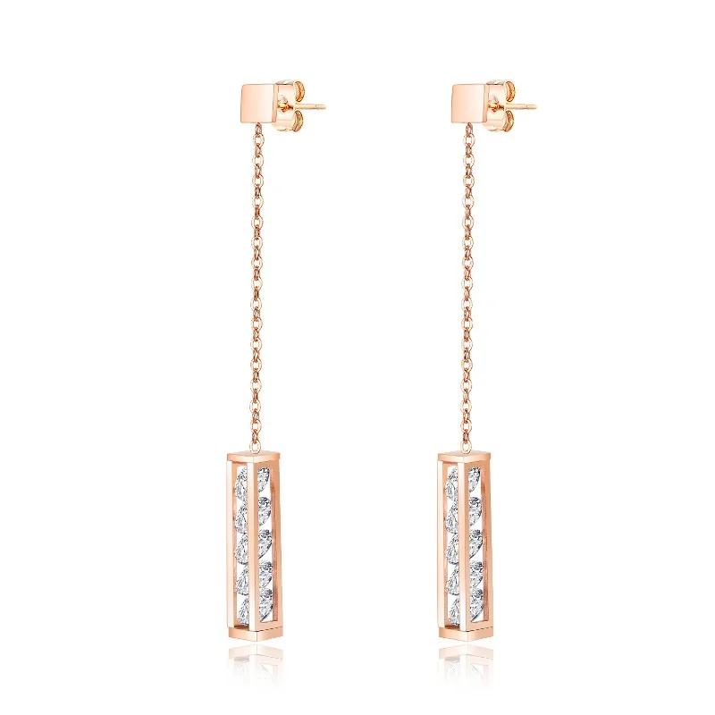 

Fashion Earrings For Women Jewelry Girl Earring Party Wedding Rose Gold AAA Zircon Drop Earrings Cute Ladies Drop Earrings