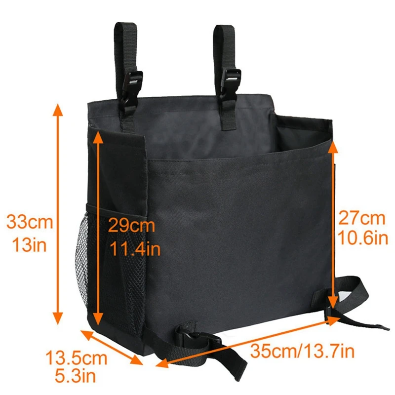 

2 Pcs Push Mower Garden Organizer Bag Clips To Walk-Behind Gas or Electric Mower Handle and Stores Tools, Green & Black