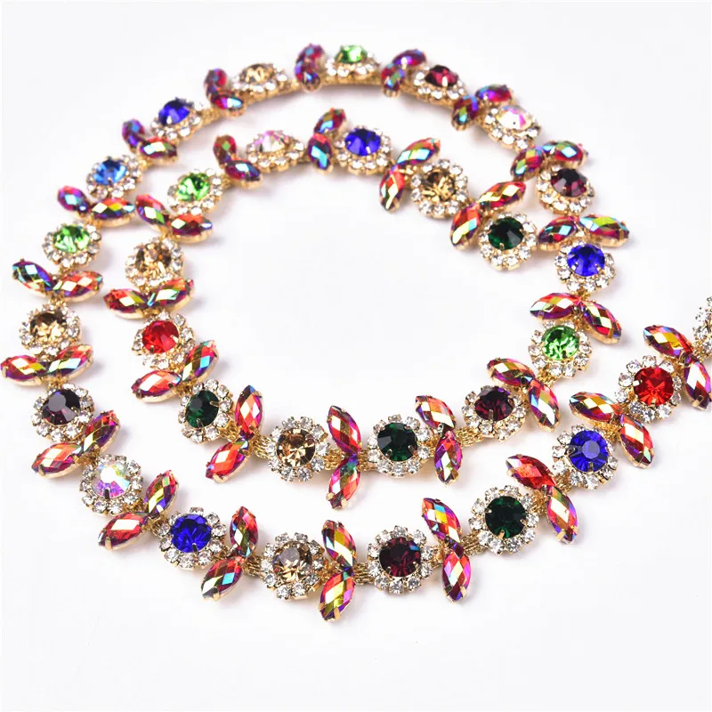 Горячая Распродажа 1 ярд/лот цветок Серебряная цепочка Круглый коготь стразы