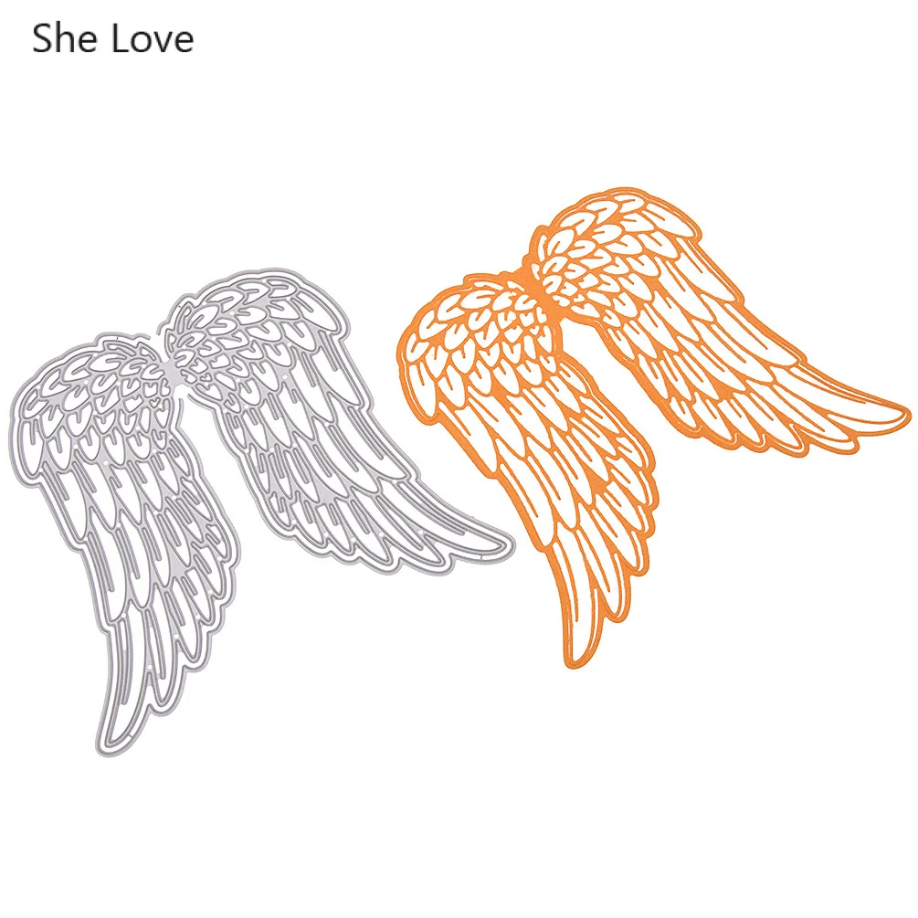 as photos She Love Angel Wing металлические режущие штампы для Diy Скрапбукинг фото рамка фон ремесло вырезы карточка-трафарет делая бумажный трафарет - Цвет: as photos