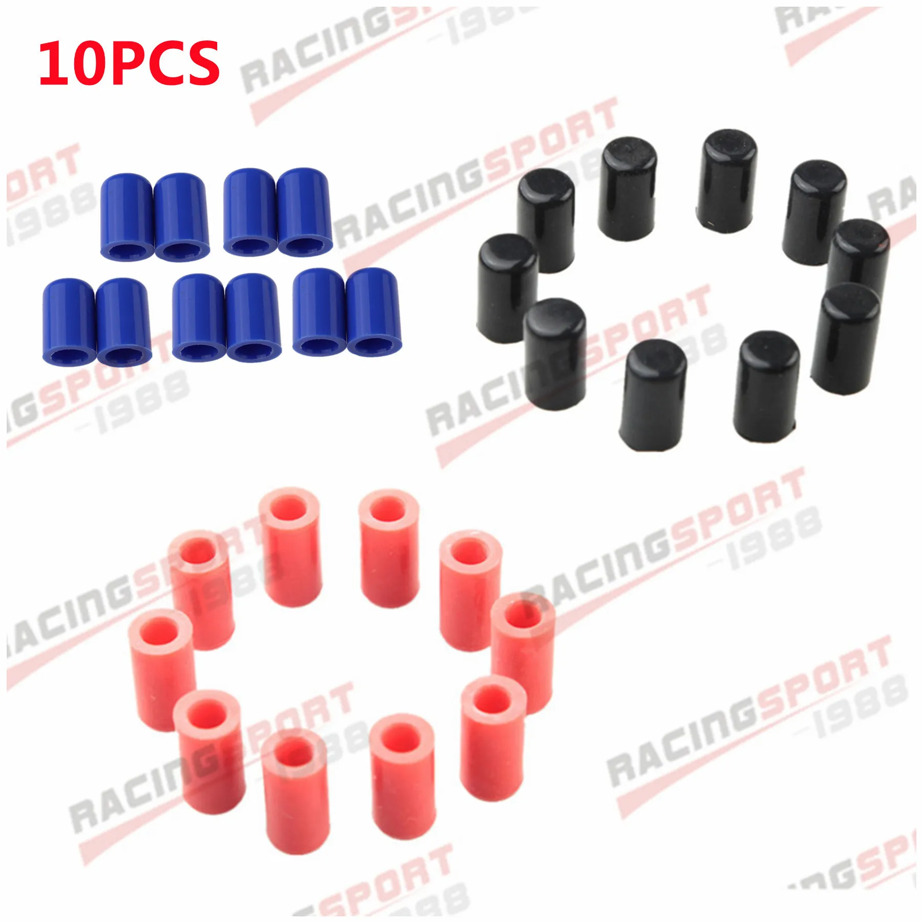 

10PC 16mm 5/8" Silicone Blanking Caps Intake Vacuum Hose End Bung Plug Cap Black/Blue/Red