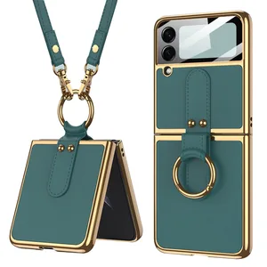 case for samsung galaxy z flip 3 5g case with cute crossbody shoulder strap silicone anti scratch shookproof phone cover free global shipping