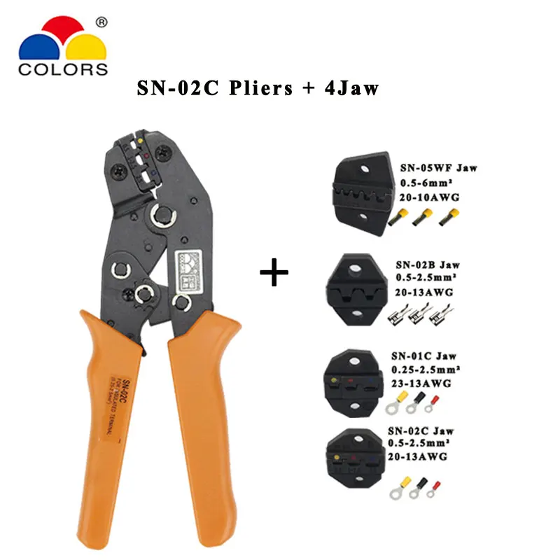 Crimping tools pliers SN-02C 5 jaw kit stripping wire cutters for plug/tube/insulation terminals clamp | Инструменты
