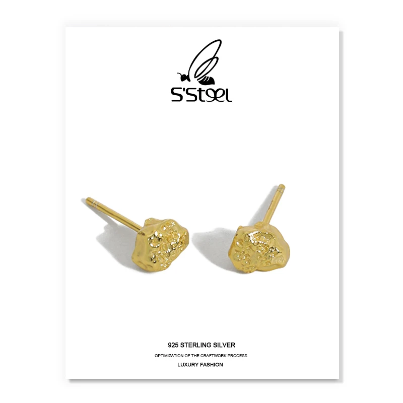 

S'STEEL Trendy Stud Earring 925 Sterling Silver Women's Earrings Korean Designer Minimalist Geometric Earings Fine Jewellery