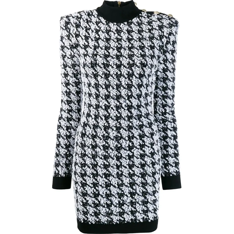 Хай стрит 2021 новейшие дизайнерские платье Для женщин с длинным рукавом высоким