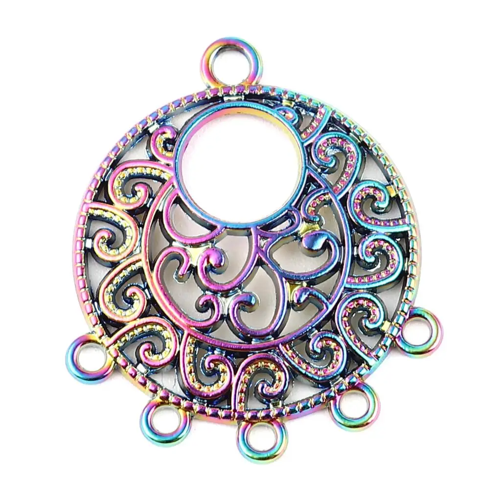 

DoreenBeads 3 шт. разъемы из сплава цинка круглые разноцветные филигранные полые узорные Разъемы для DIY Jeweley 35 мм x 30 мм