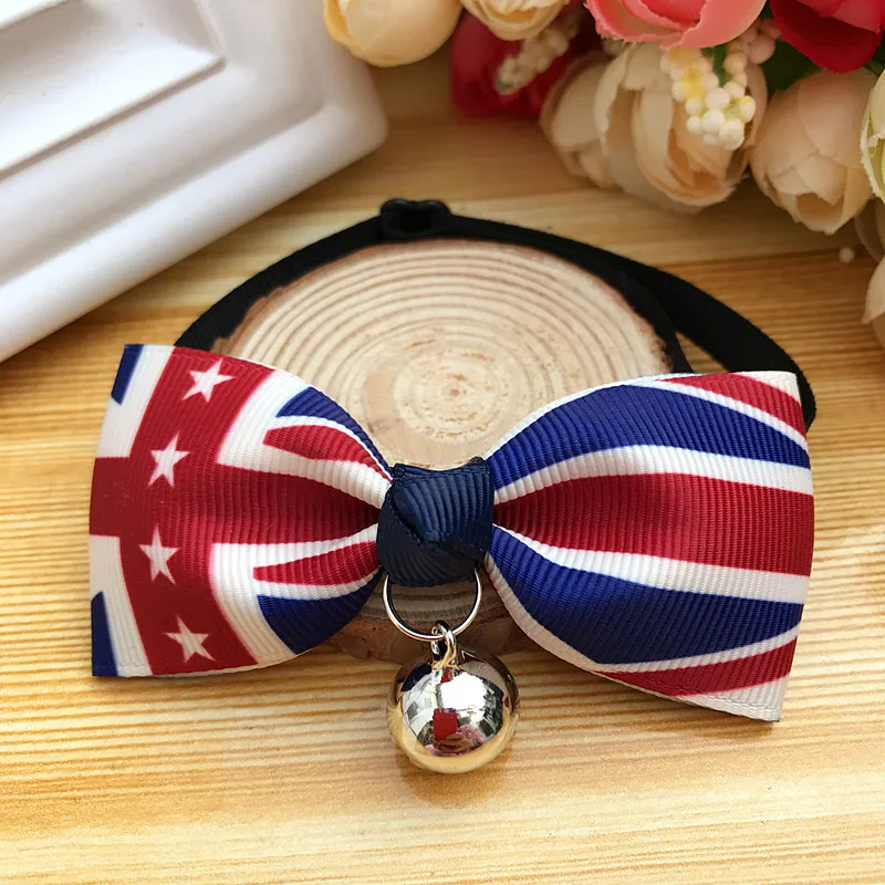 

Small pet bow tie cat dog collar teddy bow fashion print adjustable pet supplies puppy collar
