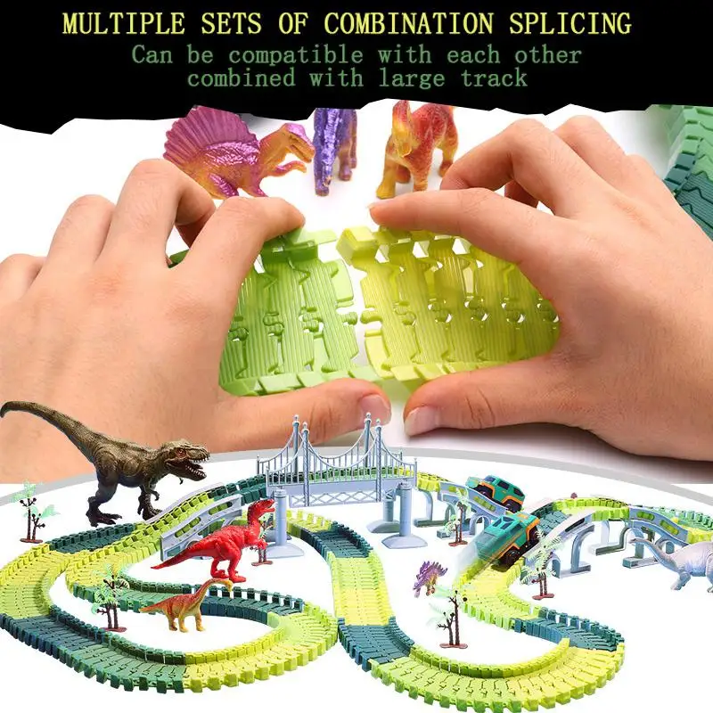 Светящаяся электрическая железная дорога волшебный гоночный трек игрушечный